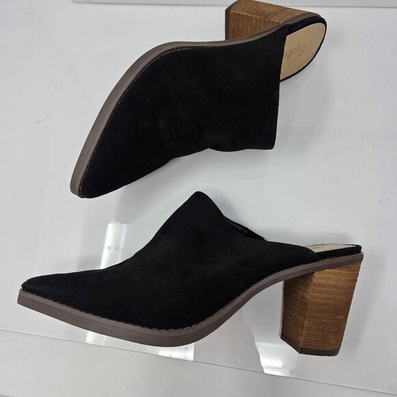 Splendid Womens 9 Suede Mules Roxana Pointed Toe Clog Chunky Block Heels Boho - Picture 9 of 11